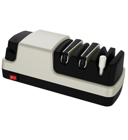 Affilacoltelli Professionale, 4 in 1 Arrota Coltelli, Con Abrasivi Diamantati Al 100% E Guide Angolari Di Precisione Affila Coltelli Professionale,Silver