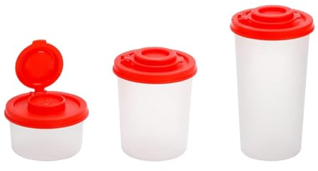 Wilitto 3 Pcs Clear Salt Pepper Shakers Set Salt Dispenser Refillable Spice Dispenser Seasoning Jar Condiment Shakers Vinegar Cruet Spice Bottle Pot For Travel Camping Picnic Outdoors Red