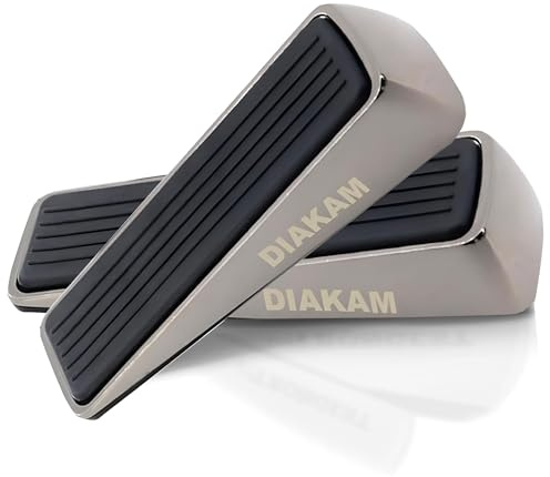 DIAKAM Door Stopper - Heavy Duty Door Stop Wedge - Made of Zinc and Rubber - Suitable for Any Floor & Door - Non-Slip Doorstops for Home & Office Black
