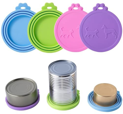 4 Pack Pet Food Can Covers Universal Cat Dog Food Lids 1 Fit 3 Standard Size Can Tops for Pet Food Storage,4 Colors