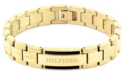 Tommy Hilfiger Herren-Gliederarmband, Edelstahl, Schwarz