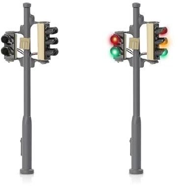 Evemodel 2 Stück Spur N 1:160 Modell Verkehrsampel Fußgängerampel und LEDs Fahrzeug (rechts)