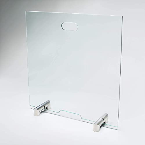 BIJON Kaminschutzgitter aus Spezial-Sicherheitsglas | Hitzeschutz Funkenschuztgitter, Ofenschutzgitter aus echtem ESG-Glas, Kamin Ofen Glas Funkenschutz FIREpro - 60 x 50 cm