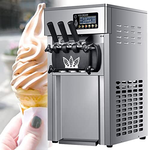 Máquina para hacer helados comerciales de 3 sabores, 18 l/h, 1200 W, granizado profesional con pantalla LED, limpieza automática, para hacer helados, sorbetes y yogur helado, para uso doméstico y de