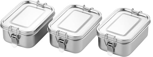 3-Pack 1200ml (40.6 oz) Stainless Steel Bento Lunch Box Containers with Lids - Waterproof Metal Food Storage for Kids and Adults - Snack Prep Trays and Tiffin Carriers