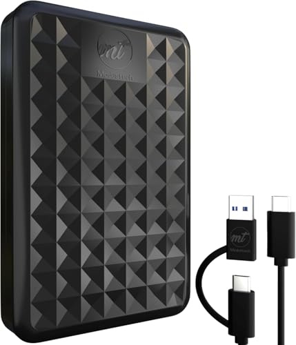 ModusTech 320GB Disque Dur Externe Portable USB 3.0 Type-C Haute Vitesse Compatible avec Windows, Mac, PC, PS4 et Xbox Stockage Fin pour Sauvegarde de données, Films, Jeux et phot(Nero)