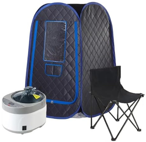 CFDZCP Portable Steam Sauna Tent Cabin For Home, 2.6L 1000W Full Body Indoor Sauna Relaxation Kit, Sauna Tent With Steamer, Chair, Remote Control