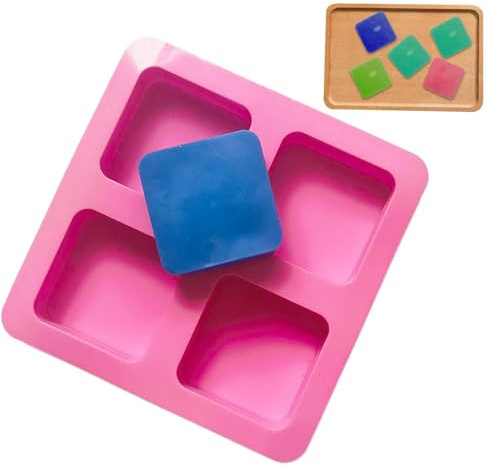 Duroecsain Stampi per fondente in silicone, stampo quadrato in silicone | Rosa riutilizzabile 4 cavità Alimenti antiaderenti in silicone - Forniture per la produzione di alimenti per dolci al