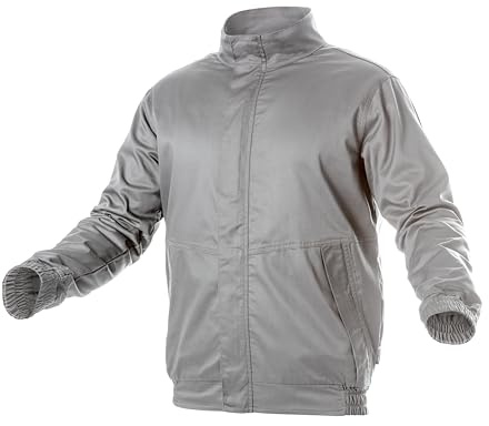 Högert Technik FABIAN Arbeitsjacke 3XL – Hellgrau, Schutzjacke, EN ISO 13688, Polyester-Baumwolle, Atmungsaktiv, Reflektierend, Für Bauarbeiter und Techniker
