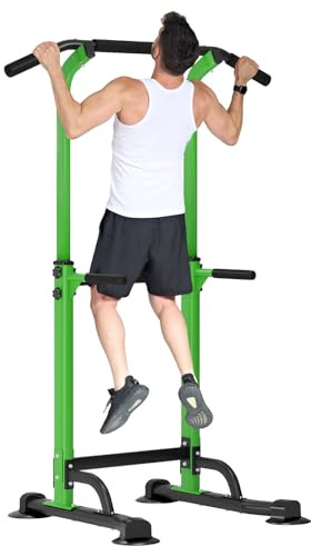 SDHYL Power Tower Stazione di Allenamento con Barra per Trazioni e Affondi, Altezza Regolabile, Attrezzo per Allenamento con Elastici, Addominali e Schiena, per Principianti e Professionisti, Fitness