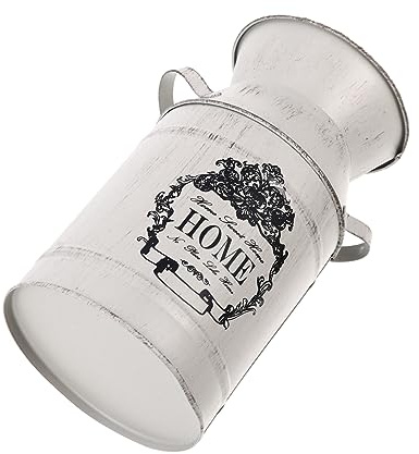 SEWOART Retro Dekorativer Eiseneimer Blumentopf Milchtopfform für Kleine Pflanzen Wohnzimmer Büro Gartendeko Elegante Blumenarrangements für Gartenliebhaber