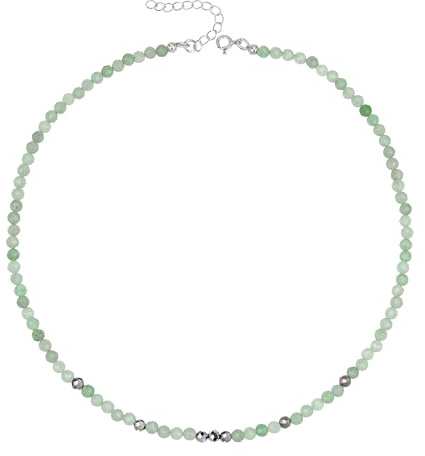 Unique Gems Perlenkette Edelstein Choker echter Aventurin cut gems Ø 4mm Halskette kurz 38cm Chakra Heilstein Perlen Juweliers- Qualität