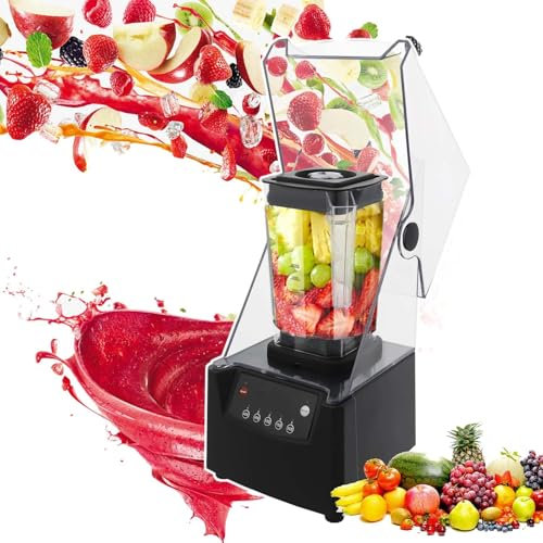 HCAUYNN Blender Intelligent Autonettoyant pour Smoothies, 2 200 W, Mixeur De Bureau pour Jus Et Milkshakes, 4 Programmes PréDéFinis, avec Couvercle Silencieux