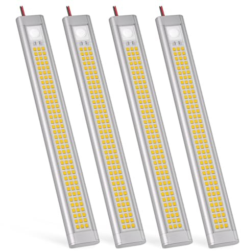 GZV 12V LED Lampe Wohnmobil – 12 Volt Lampen für Campingbus, 12V LED Streifen & Innenbeleuchtung, 4000K 12V Leuchten für Auto, Van, Caravan, Boot(4er Pack, silber)