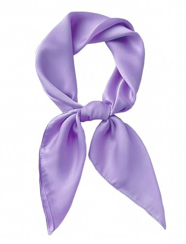 CHUNG Women's Scarf Satin Solid Fashion Girls Scarves Emulation Silk Handbag Hair Ribbons Handkerchief Necktie Square 27.5,Lilac
