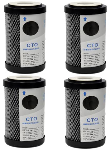 Filtre à eau en bloc CTO au charbon actif 2,5 x 5, remplacement pour osmose inverse, camping-car, maison entière, compatible avec tous les boîtiers de 5 (lot de 4)