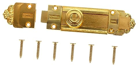Operitacx Verrou de Porte Premium avec Glissière Sécurisée Targette de Fenêtre et Porte Intérieure Style Vintage Couleur Dorée