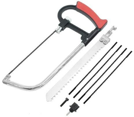 Mini Hacksaw and Block Set Compact Hand Saw with Strong Frame Design for Cutting Wood PVC Steel Pipes and Meat (Silver, 32x20x3cm)