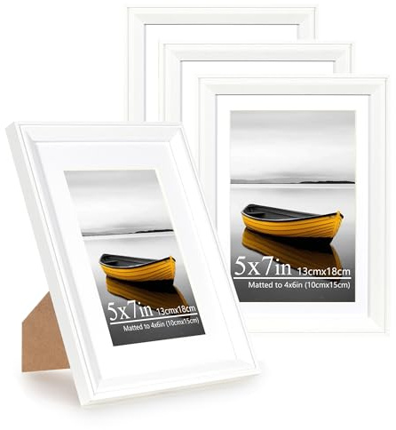 Baoee 13x18cm Weiß Bilderrahmen,4er Set,Wand-oder Tischaufsteller