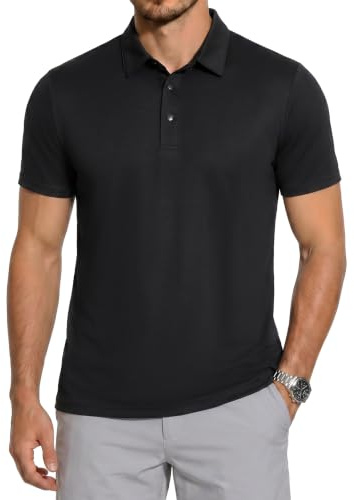 ZENGVEE Mens Polo Shirts Snap Button Quick Dry Golf Short Sleeve Tops S-3XL | Classic, Lightweight, Moisture-Wicking, Breathable, for Sports, Casual, Work, Tennis