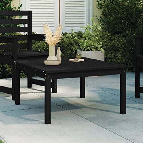 HaoChrymec Gartentisch mit Massivholz Kiefer, Stabile Tischplatte, Ideal für Garten und Terrasse, Balkon Tisch, Beistelltisch Outdoor, Loungetisch Garten, Schwarz, 82,5 x 82,5 x 45 cm