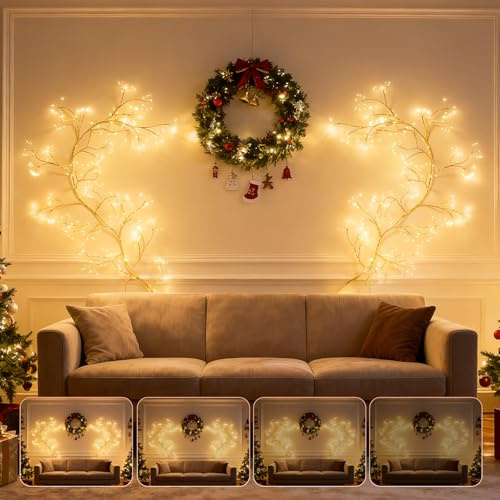 Ciskotu lichterkette willow vine mit Stecker, 384 LEDs Led Baum Blühender mit Fernbedienung|Timer, 8 Modi lichterkette wanddeko für zimmer schlafzimmer wohnzimmer aesthetic