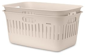 Brabantia Collect-It Wäschekorb 40 l (Soft Beige), 2er-Set, Wäschesammler für Küche und Hauswirtschaftsraum, praktische Wäschewanne für Kleidung, Handtücher und Bettwäsche