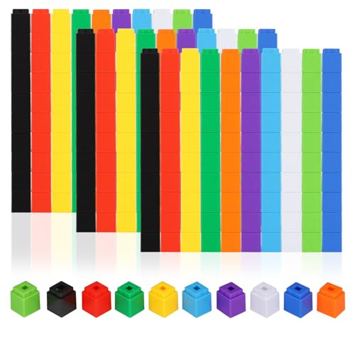 Yimomoyi 300 stycken plug-in kuber matematik kuber, lära pedagogiska spel, räknekub matematik dice från 3–8 år pojkar och flickor, 10 färger