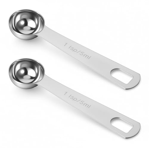 2 Pcs Stainless Steel Teaspoon Measuring Spoons, (5ml | 1 TSP | 1/3 Tablespoon) Metal Table Spoon Measuring Spoons, 1/3 Tablespoon 5ml Kitchen Gadgets, Baking and Spices Measurement