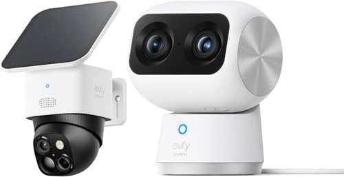 eufy Security SoloCam S340 Dual Cameras Solar Security Camera Outdoor Wireless Indoor Cam S350 Dual Cameras 4K UHD Indoor Security Camera with 8× Zoom and 360° Coverage