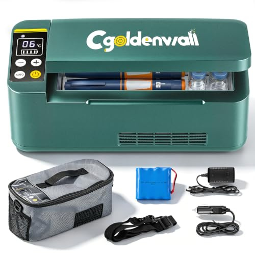 CGOLDENWALL Frigorifero Insulina Portatile 6H, 2‑20℃ Regolabile, Verde