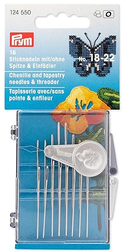 Prym 124550 Sticknadel-Sortiment ST 18-22 m./o. Spitze+Einfädler Silber