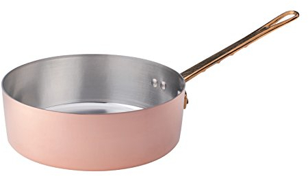 Pentole Agnelli ALCM107M20 Casseruola Bassa in Rame Martellato Stagnato con 1 Manico in ottone, 20 cm