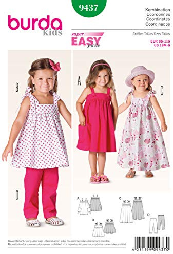 burda Schnittmuster Mädchen Träger-Kleid und Hose 9437 Gr. 98-104