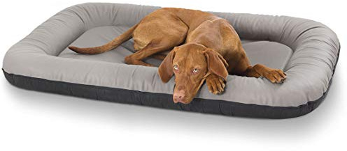 Knuffelwuff Kunstleder Hundebett Jerry XL 92 x 75 Grau - Hundematte mit abnehmbarer Bezug - waschbar - Rutschfester Unterseite - für große, mittelgroße und kleine Hunde