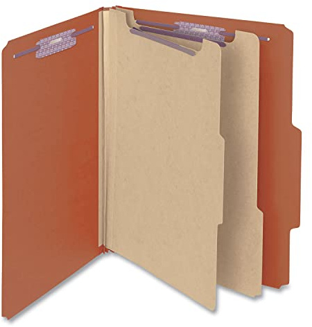 Smead Pressboard Klassifizierungsordner mit SafeSHIELD-Verschlüssen, 2 Trennblätter, 5,1 cm Erweiterung, Briefgröße, Rot, 10 pro Box (14073), 12.2 x 10.2 x 2 inches