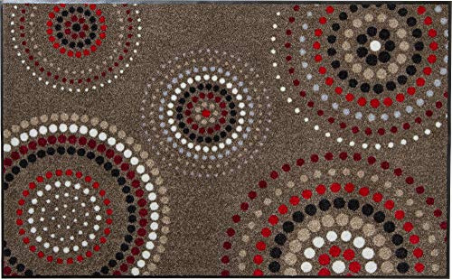 Erwin Müller Fußmatte Ludwigshafen, Schmutzfangmatte, Sauberlaufmatte Kreise braun/rot Größe 75x120 cm - rutschfest, pflegeleicht, für Fußbodenheizung geeignet (weitere Farben, Größen)