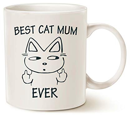 This Funny Mother's Day Mum Coffee Mug for Cat Lovers, Best Cat Mum Ever Best Cute Christmas Gifts for Mother Cup White, 11 Oz