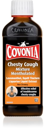 Covonia Chesty Cough Mixture mentholated 180ml effective relief of troublesome chesty cough | Provides effective relief of troublesome irritation, soothing liquid formula, alcohol free, traditional recipe