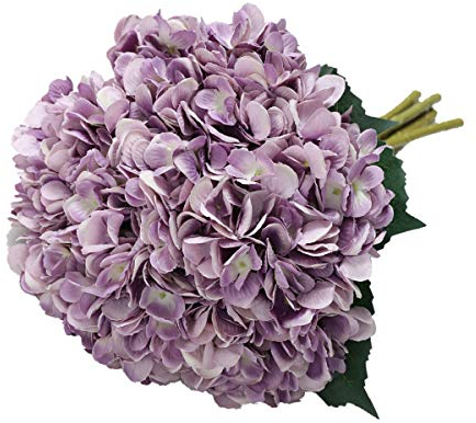 Tifuly künstliche Hortensie-Blume, 5 PCS realistische einzelne Lange Stamm-Silk Hydrangea-Blumensträuße für Hochzeit, Haus, Hotel, Parteidekoration, Blumengesteck (Violett)