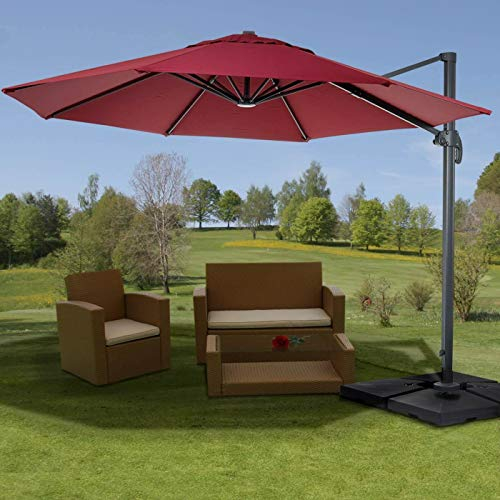 madera Sonnenschirm Ampelschirm Neu 4m Marktschirm bordeaux Luxus mit Ständer Schirm