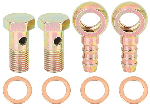 X AUTOHAUX Lot de 2 raccords cannelés pour tuyau banjo de 12 mm de diamètre, couleur bronze pour moto et voiture
