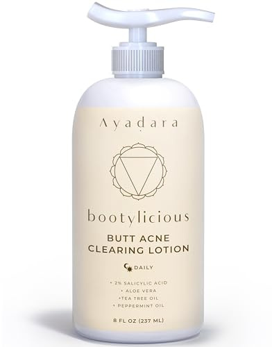 Butt Acne Clearing Lotion and cream, 8oz with Salicylic Acid, Smoothing Butt Cream and Clearing Lotion for Women, Men, and Teens, Ideal for Chest and Back Acne, 90-Day Supply