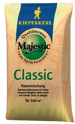 Kiepenkerl Majestic Classic Rasensamen 619500 – Strapazierfähiger Universalrasen für dichten, sattgrünen Rasen, schnellkeimend & pflegeleicht, für sonnige & halbschattige Standorte, 10 kg für 500 m²
