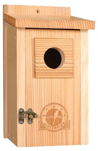 SISTERBIRD Bird Houses for Outside, Cedar Birdhouse, Bluebird Houses, Wooden Birdhouses for Outdoor, Blue Bird House for Outside Clearance, Open House, Nesting Box, Assembly Required Beige