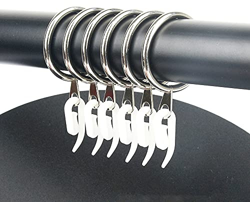 Haihaz Gardinringar i 40 delar, metalldraperiringar, 30 mm inre diameter hängande ringar, med gardinkrokar i plast, metallgardin gardinstång ringar med fasta ögon