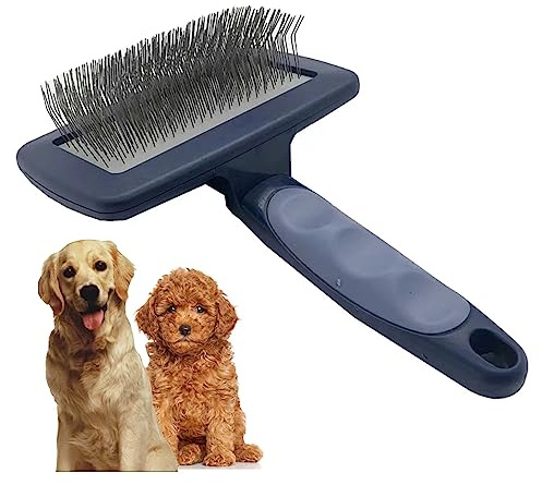 Large Curved Firm Slicker Dog Comb Grooming Brush,Extra Long Pin Slicker Brush for Dogs Goldendoodles Labradoodles, Daily Use to Clean Loose Fur & Dirt,for Medium or Long Hair(1)