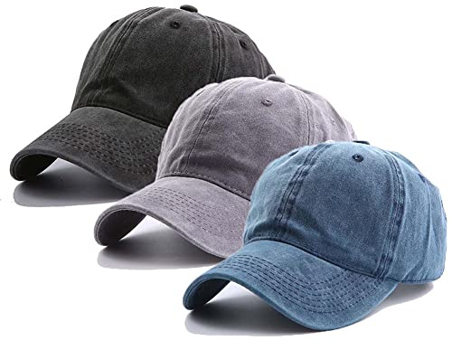 FASECKS 3er-Pack Vintage Washed Plain Baseball Cap Kappe, weiche Baumwolle Trucker Dad Hats Geschenk für Männer/Frauen