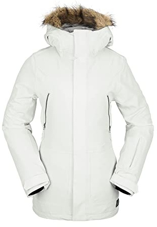 Volcom Women's Standard Shadow Insulated Snowboard Ski Winter Hooded Jacket, Off White S3, L