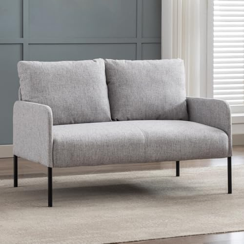 chairus Sofa 2 Sitzer Leinen Doppelsofa für Wohnzimmer Couch Sofa Kleines Apartment Modern Mini Couch für Schlafzimmer (Grau)